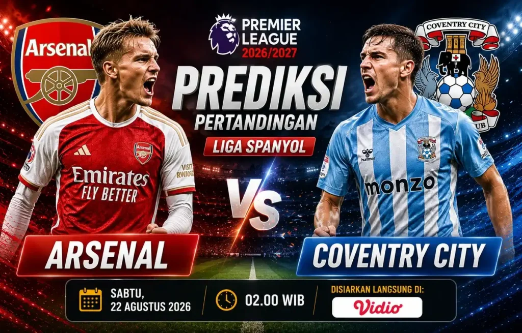 Prediksi Arsenal vs Coventry City 22 Agustus 2026